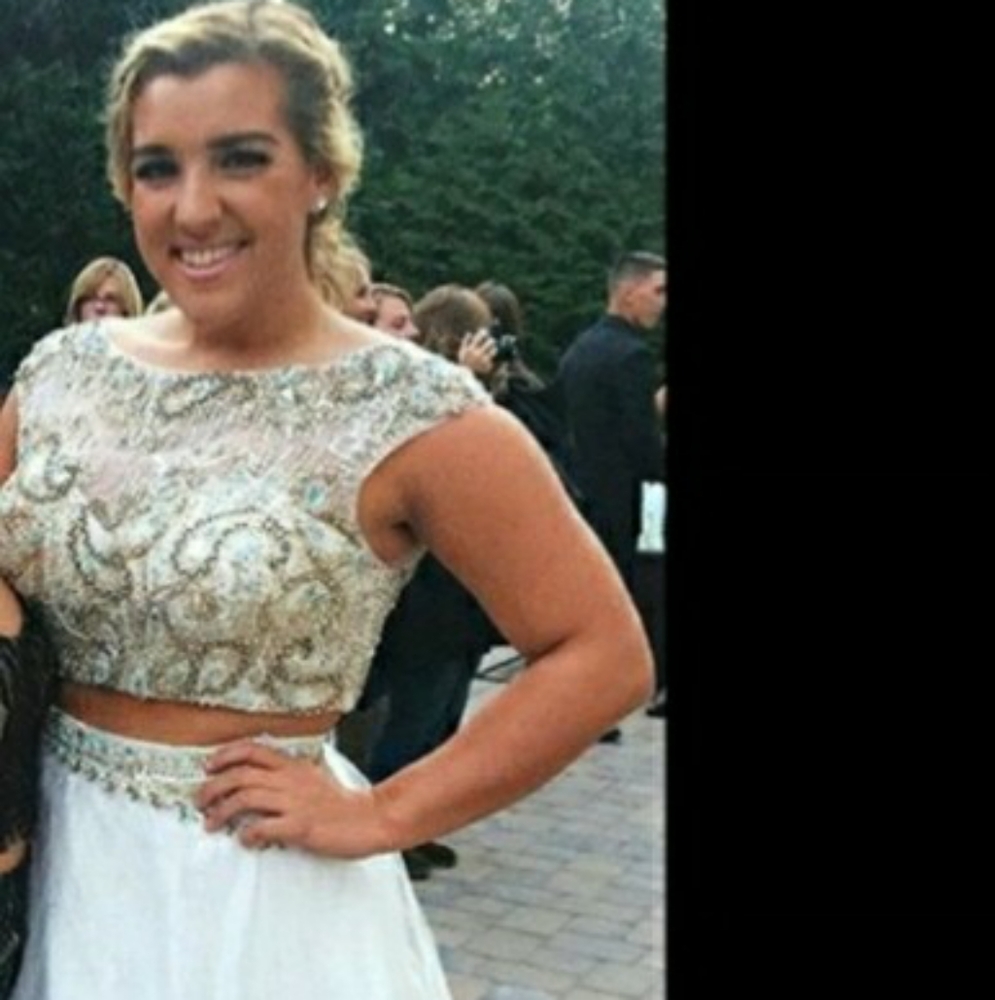 Tony Bowls Gold and White Prom Dress